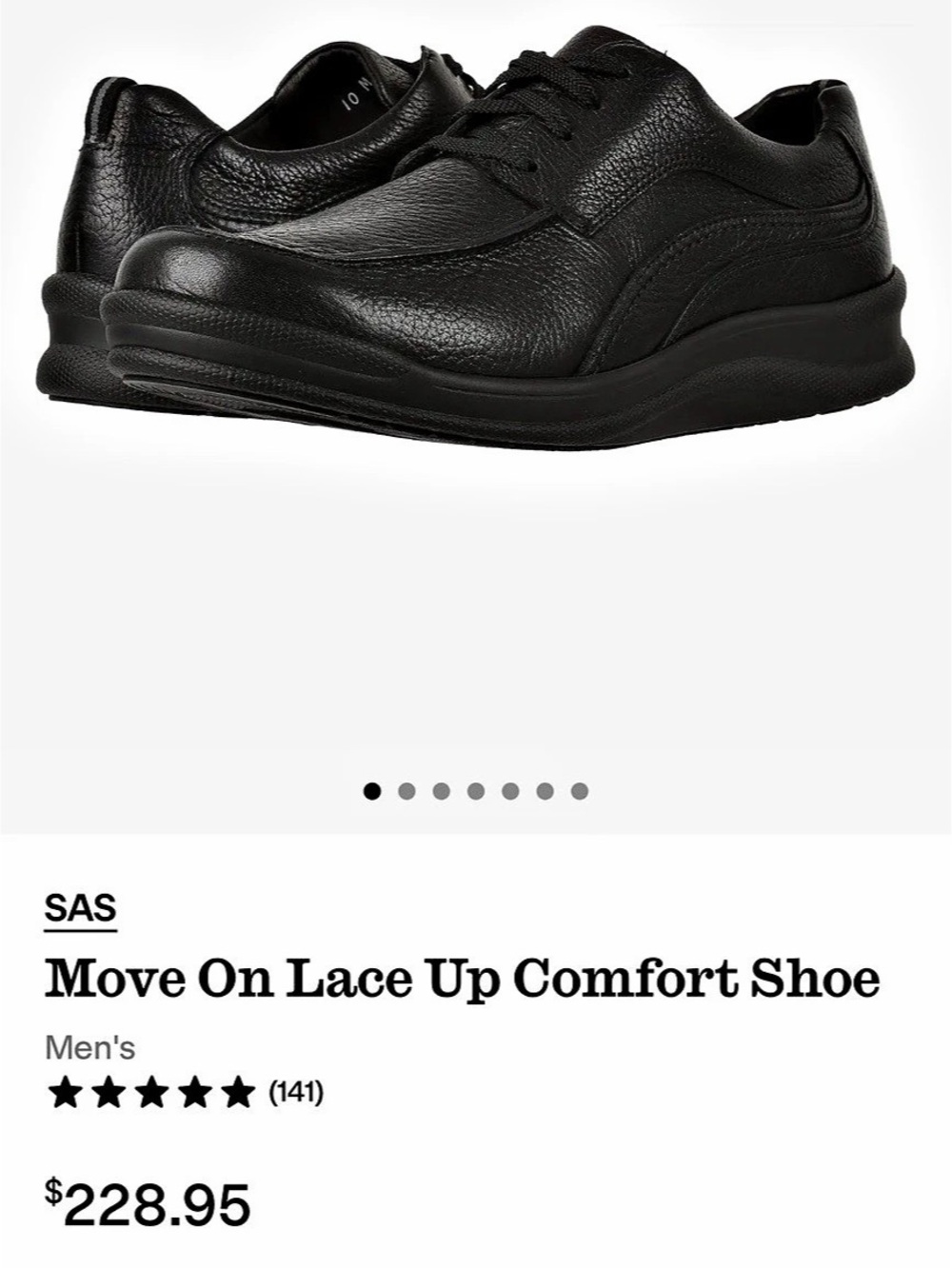 SAS Move On Lace Up Comfort Shoe Men's Black US 13.5 M